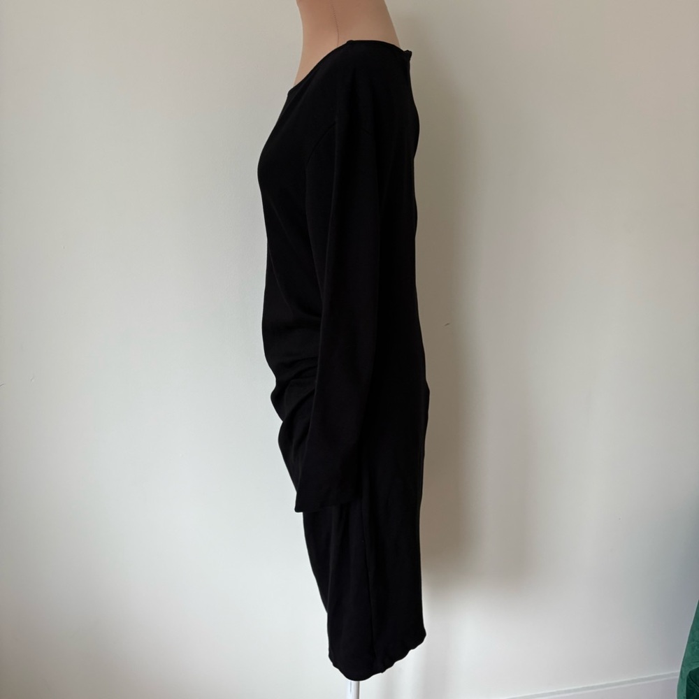 Weekend Max Mara Black Jersey Ruched 7/8 Sleeve Knee Length Sheath Dress EUC M - Picture 6 of 12